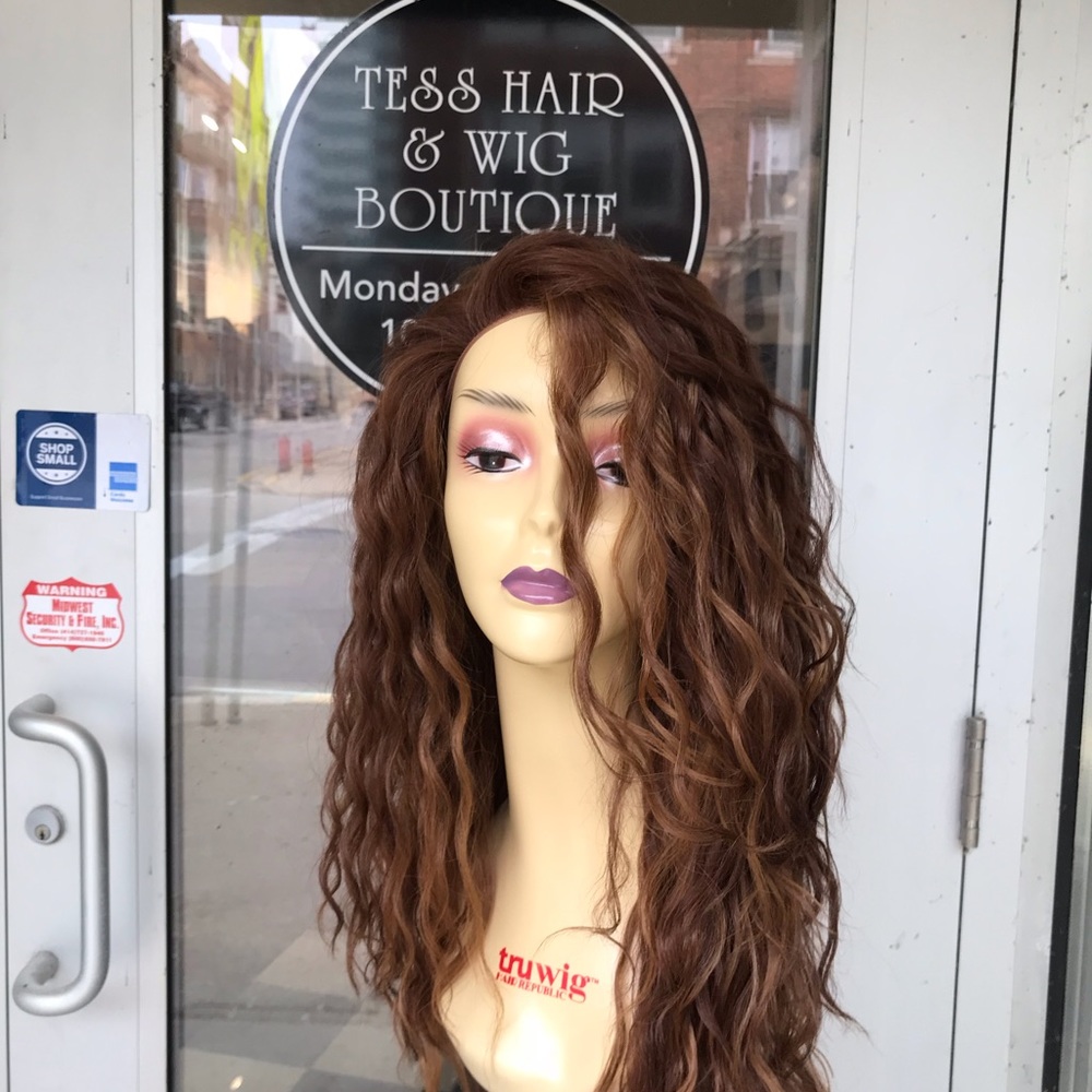 Transparent Lace Wig Curly Reddish Copper Brown - Picture 2 of 8